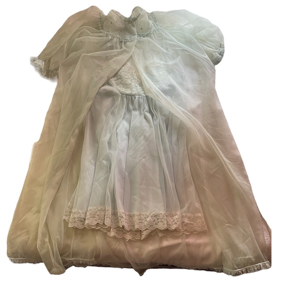 Vintage Other - vintage lace puff sleeve embellished slip dress and coverup